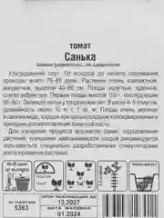Вишнёвый семена Томат "Санька" ультраскороспелый, для открытого грунта, низкорослый, без пасынкования