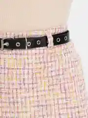 Розовый юбка мини, твидовая, в клетку