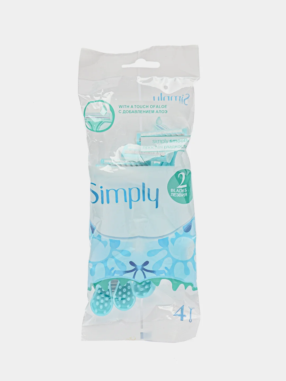 Бритвы женские одноразовые станки Simply с 2 лезвиями, 4 шт