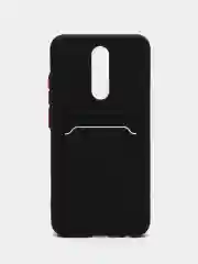 Синий меланж чехол для Xiaomi Redmi 8A (Сяоми Редми 8А) с карманом для карт, силиконовый, прозрачный