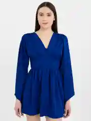 Синий платье женское, с длинным рукавом, длина мини