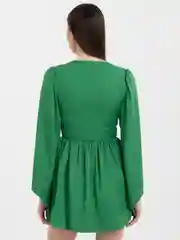 Зеленый платье женское, с длинным рукавом, длина мини