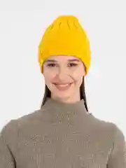 Горчичный шапка женская, вязаная