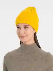 Горчичный шапка женская, вязаная