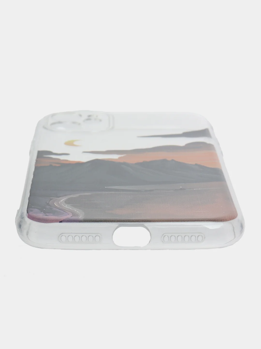 Алый чехол на Айфон 11, Луна, Горы, Берег, 3 принта, прозрачный чехол на iPhone 11
