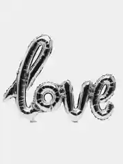 Серебряный воздушный фольгированный шар Love