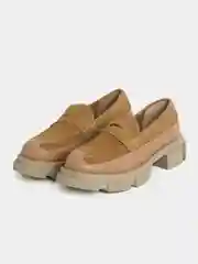 Бежевый лоферы женские из натуральной кожи