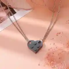 Серый парные цепочки "Сердце-конструктор"