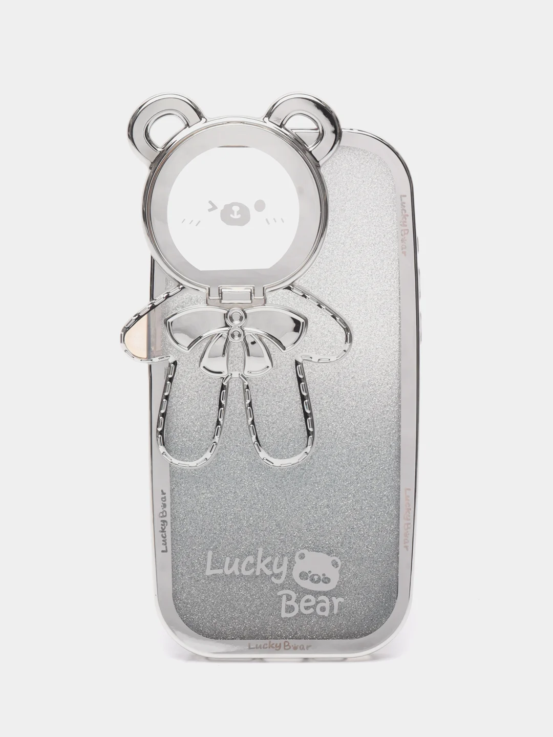 Серебряный чехол для iPhone 15 Pro Max, 15 Pro, 15, 14, 23, 12, 11, 14 Pro Max, 14 Pro Lucky Bear
