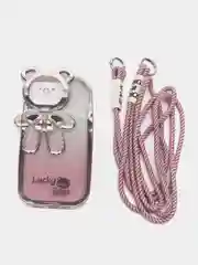 Тёмно-розовый чехол для iPhone 15 Pro Max, 15 Pro, 15, 14, 23, 12, 11, 14 Pro Max, 14 Pro Lucky Bear