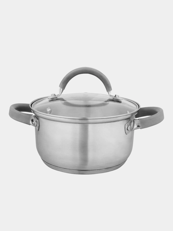 Кастрюля из нержавеющей стали с силиконовыми ручками, 5.9 л
