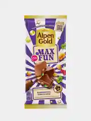 Шоколад Alpen Gold Max Fun, с карамелью мармеладом и печеньем, 140 г