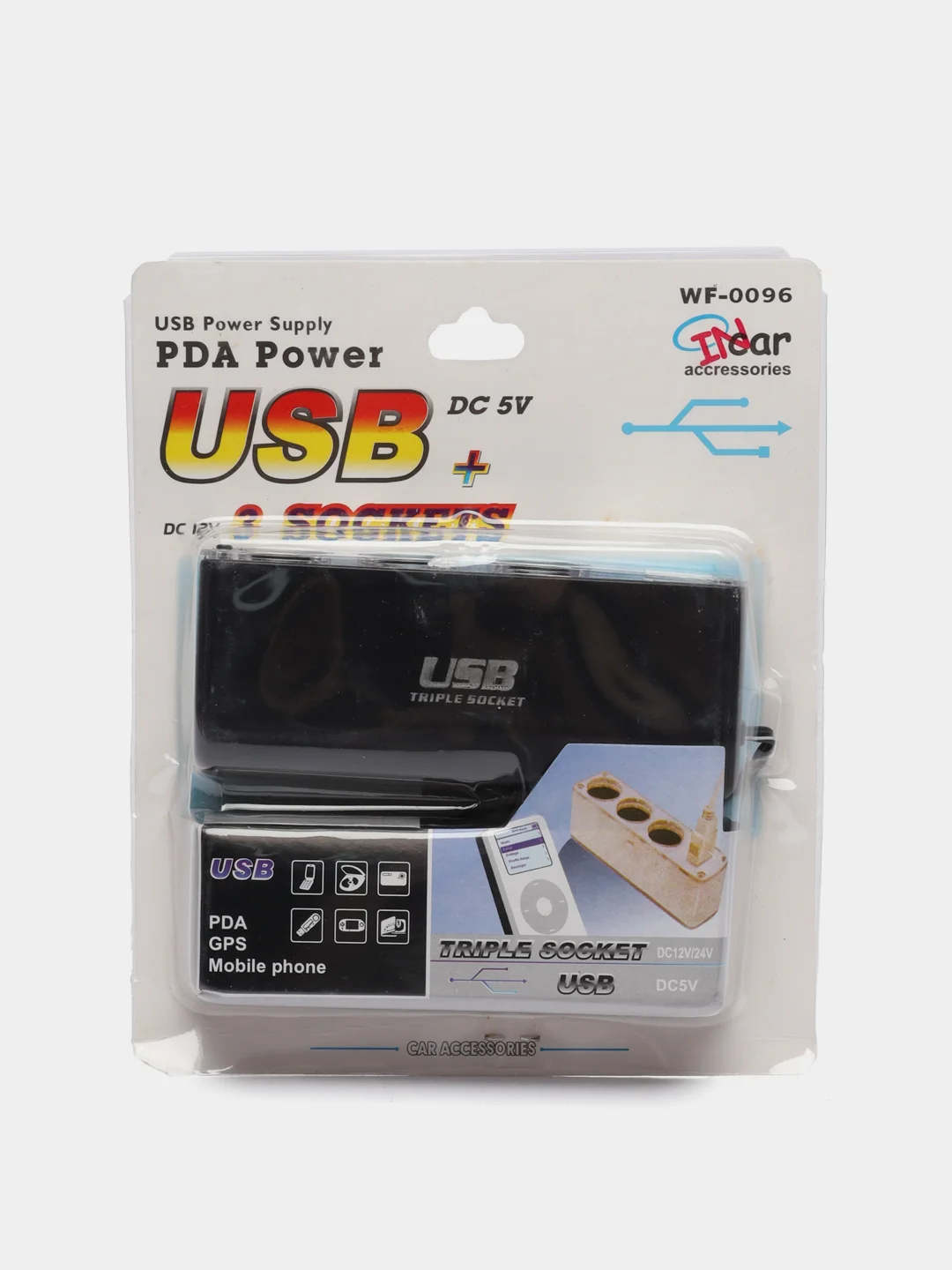 Разветвитель прикуривателя на 3 гнезда с USB разъемом