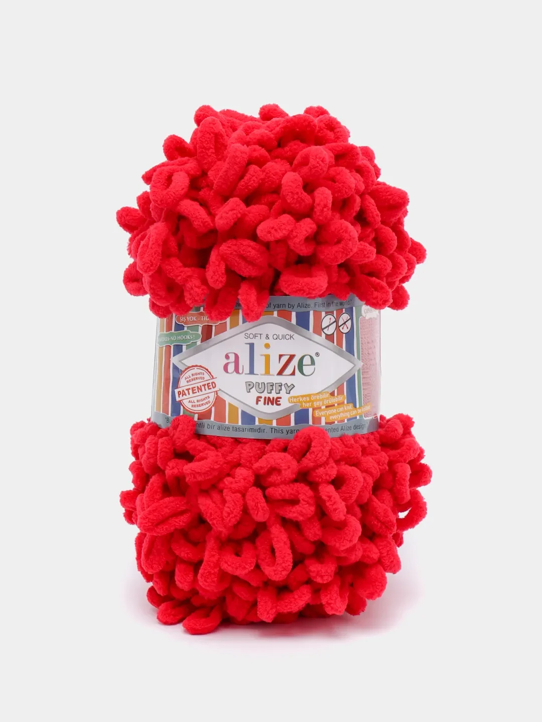 Красный пряжа Alize Puffy Fine 5 штук петельки маленькие