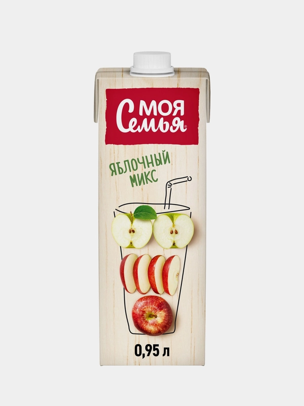Напиток сокосодержащий Моя Семья "Яблочный микс", 950 мл