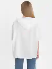 Белый футболка женская с капюшоном оверсайз