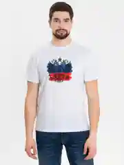Белый футболка с вышивкой Патриот с гербом, унисекс