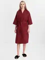 Бордовый халат вафельный, унисекс