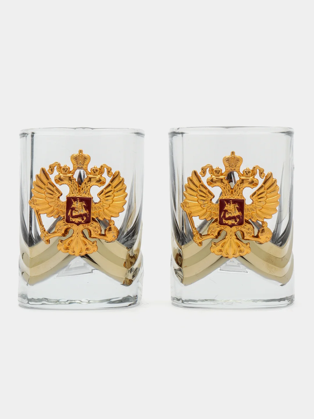Золотой рюмки Герб России,стопки ФСБ,МВД набор 2 шт