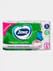 Туалетная бумага Zewa Natural Comfort, 3 слоя, 6 рулонов