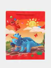 Красный пакет бумажный "Дино" 26*32*10см. 814-М