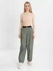 Приглушённый хаки брюки карго женские на резинке
