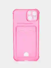 Розовый чехол для iPhone 11, 12, 13, 14, силиконовый для смартфона, с картхолдер, карман для карты