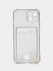 Тёмно-серый чехол для iPhone 11, 12, 13, 14, силиконовый для смартфона, с картхолдер, карман для карты
