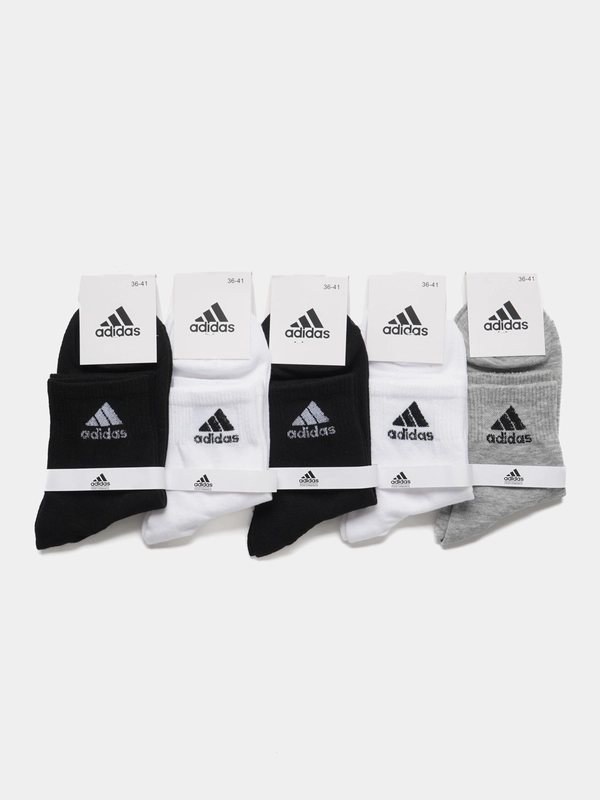 Носки женские спортивные с вышитым принтом Адидас (Adidas) средней длины хлопок, 5 пар
