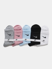 Носки женские спортивные с вышитым принтом  Найк (Nike) средней длины хлопок, набор 5 пар