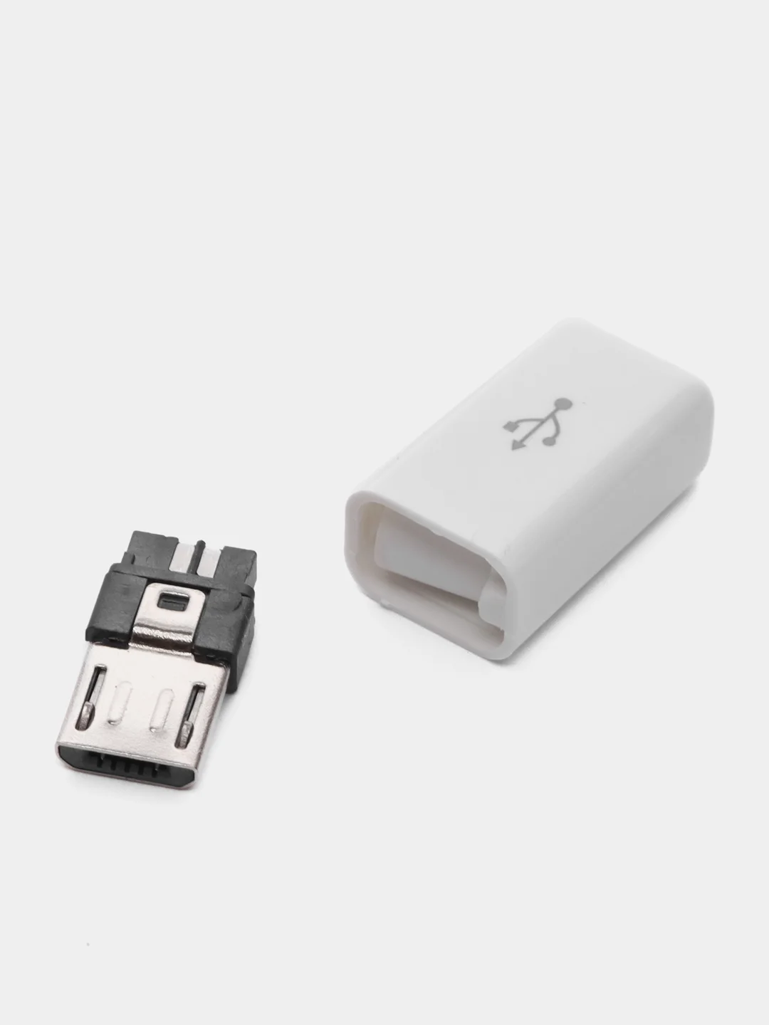 5 штук Штекер micro-USB в корпусе с кабельным вводом белый микроюсб