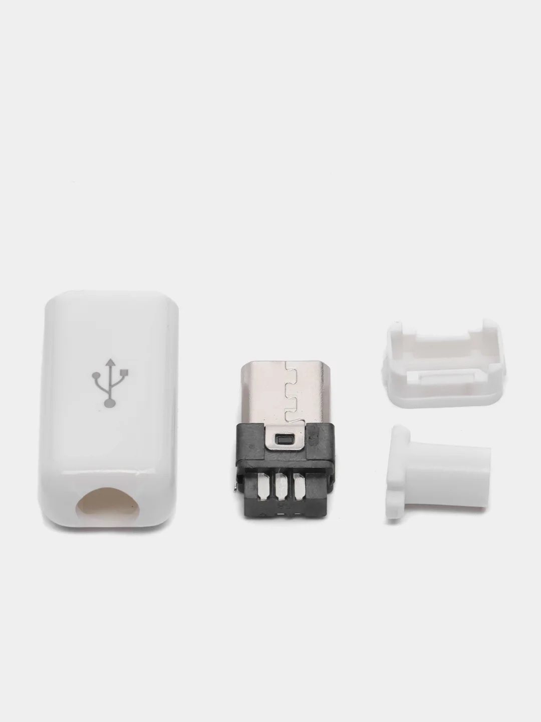 5 штук Штекер micro-USB в корпусе с кабельным вводом белый микроюсб