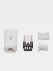 5 штук Штекер micro-USB в корпусе с кабельным вводом белый микроюсб