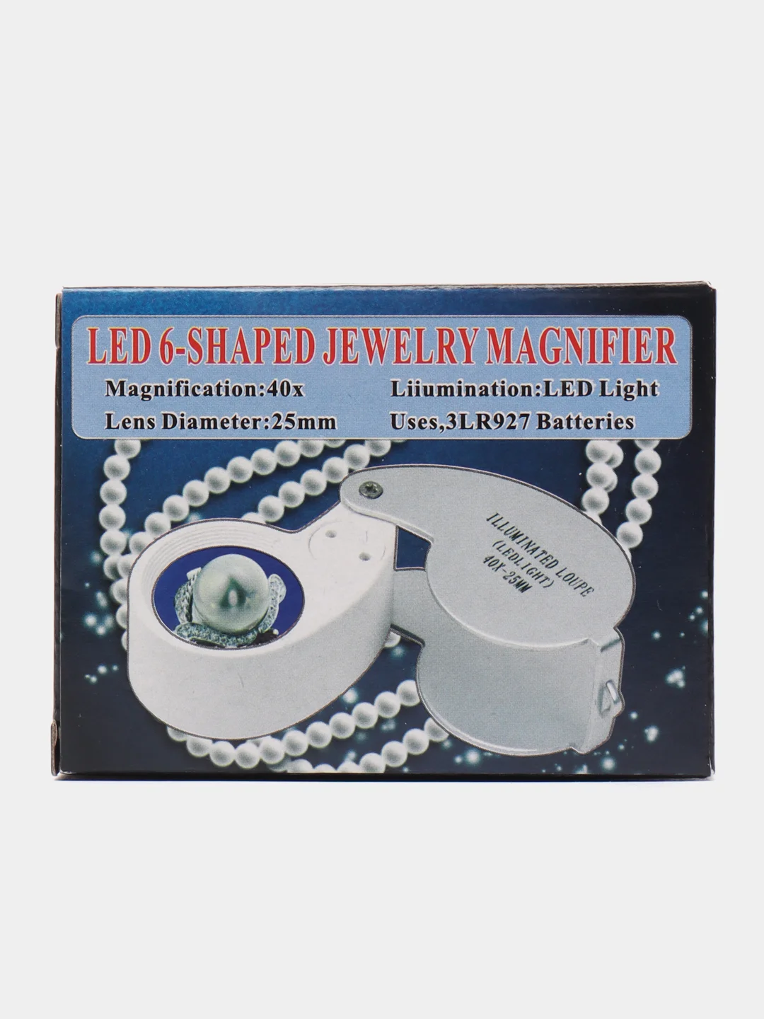 Лупа складная с подсветкой Veber 21011, 40x, 25 мм