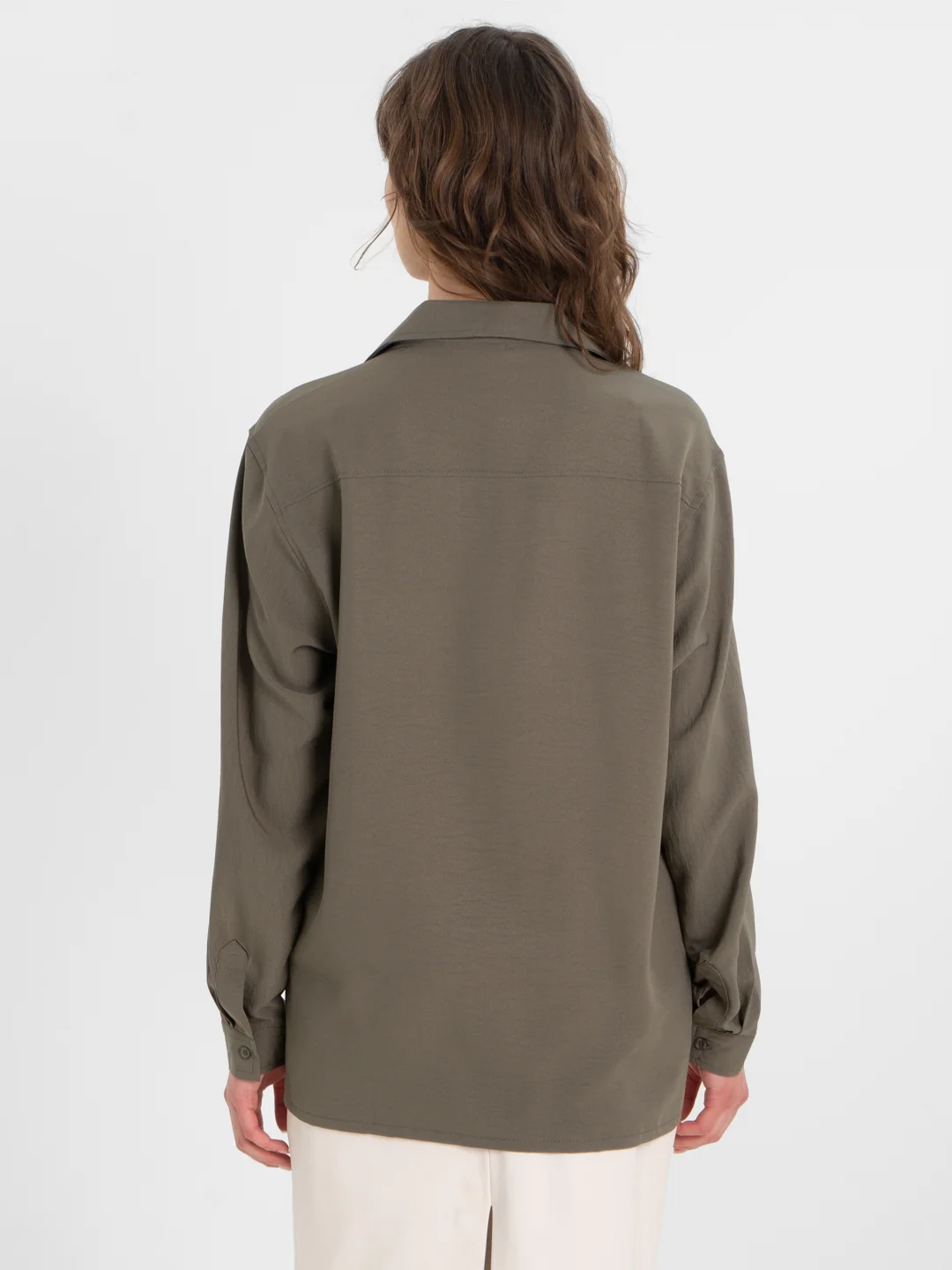 TrendD / Рубашка базовая коричневая Unisex прямая c длинным рукавом