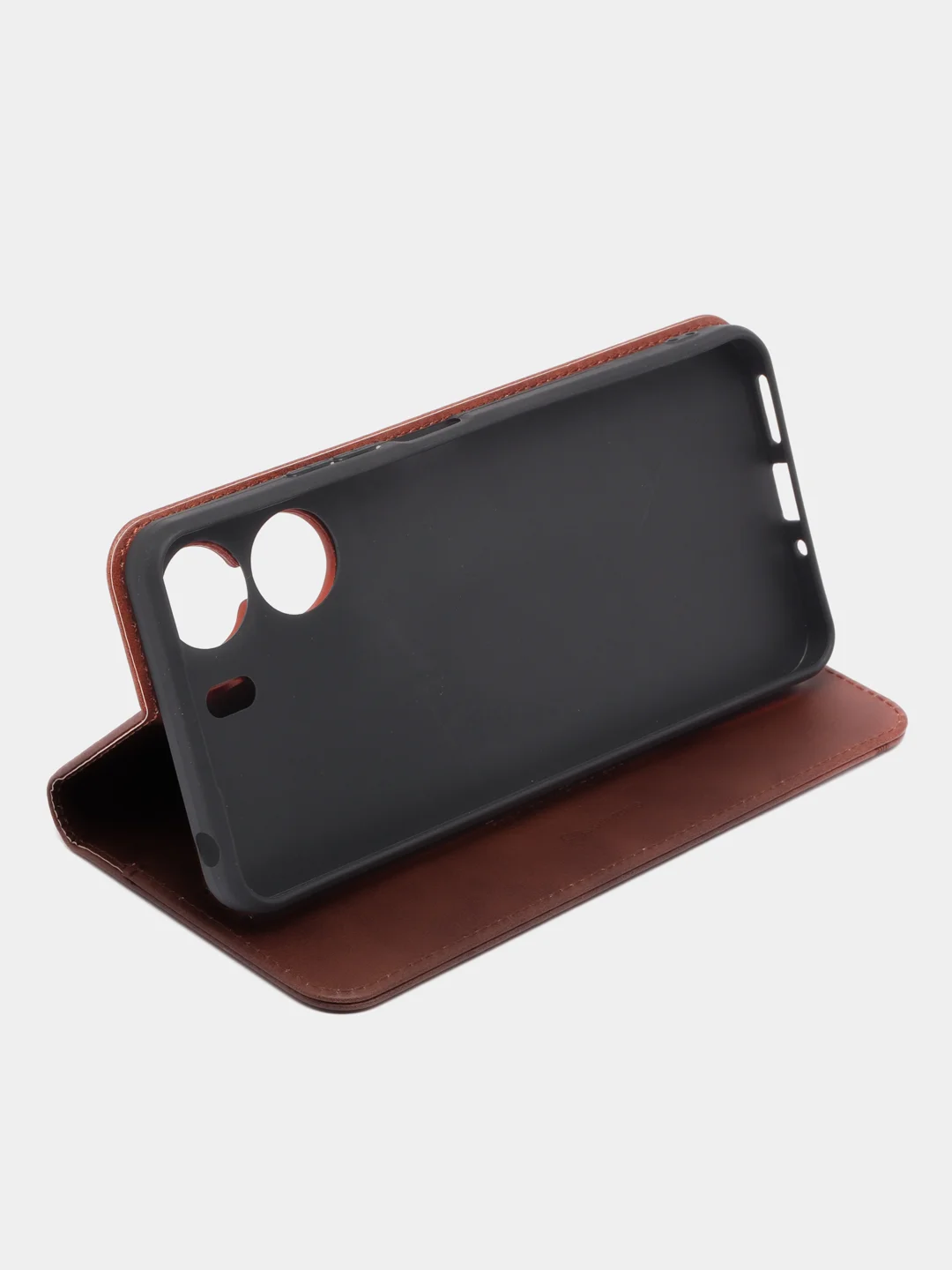 Коричневый чехол-книжка GQ для Xiaomi Redmi 13C (Сяоми Редми 13С) из искусственной кожи
