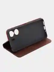 Коричневый чехол-книжка GQ для Xiaomi Redmi 13C (Сяоми Редми 13С) из искусственной кожи