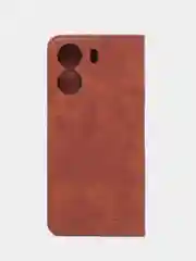 Коричневый чехол-книжка GQ для Xiaomi Redmi 13C (Сяоми Редми 13С) из искусственной кожи