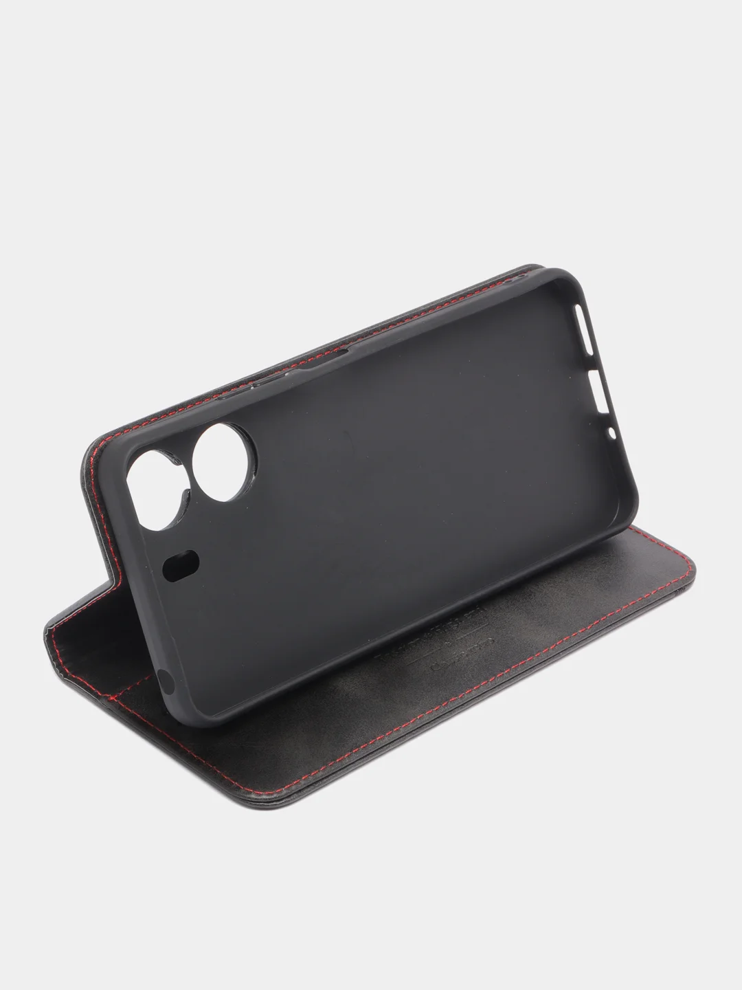 Черный чехол-книжка GQ для Xiaomi Redmi 13C (Сяоми Редми 13С) из искусственной кожи