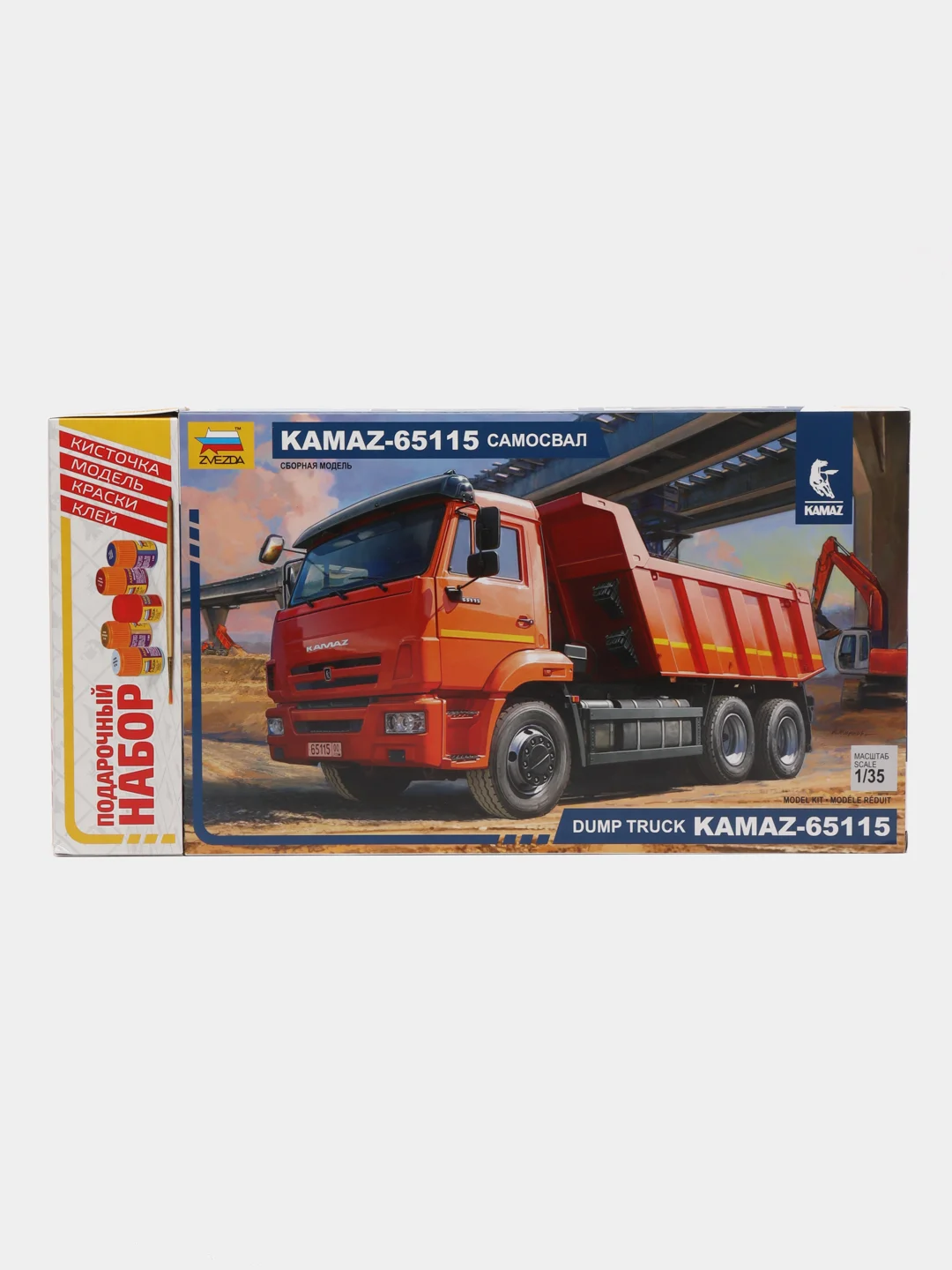 Белый сборная модель KAMAZ-65115 самосвал масштаб 1:35 КИТ, пластик, камаз