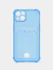 Синий чехол для iPhone 11, 12, 13, 14, силиконовый для смартфона, с картхолдер, карман для карты