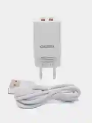 Белый зарядное устройство с кабелем (1м) Type-C, Micro, Lightning, для Apple iPhone/Android