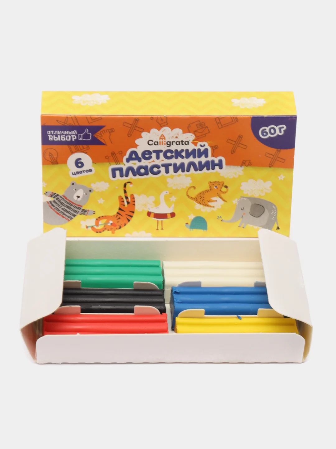 Пластилин детский , 6 цветов, 60 г