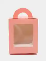 Розовый коробка для 1 капкейка с окном, 9,2 х 9,2 х 11,1 см