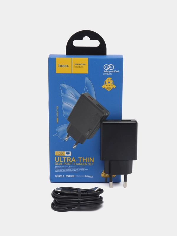 Кабель type c, кабель тайпси Hoco N38 Delgado с двумя портами USB-A, Type-C PD20W+QC3.0