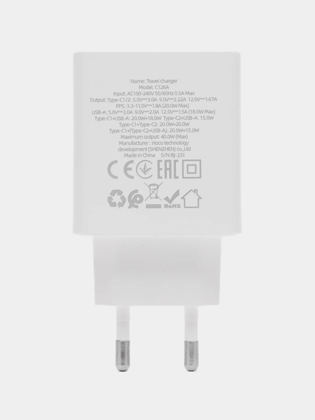 Сетевое зарядное устройство Hoco C126A 1x USB Type A, 2xUSB Type-C 3.1 А белый