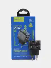Сетевой адаптер Hoco N34 dazzling dual-port PD20W + QC3.0 charger (EU) Transparent - Black