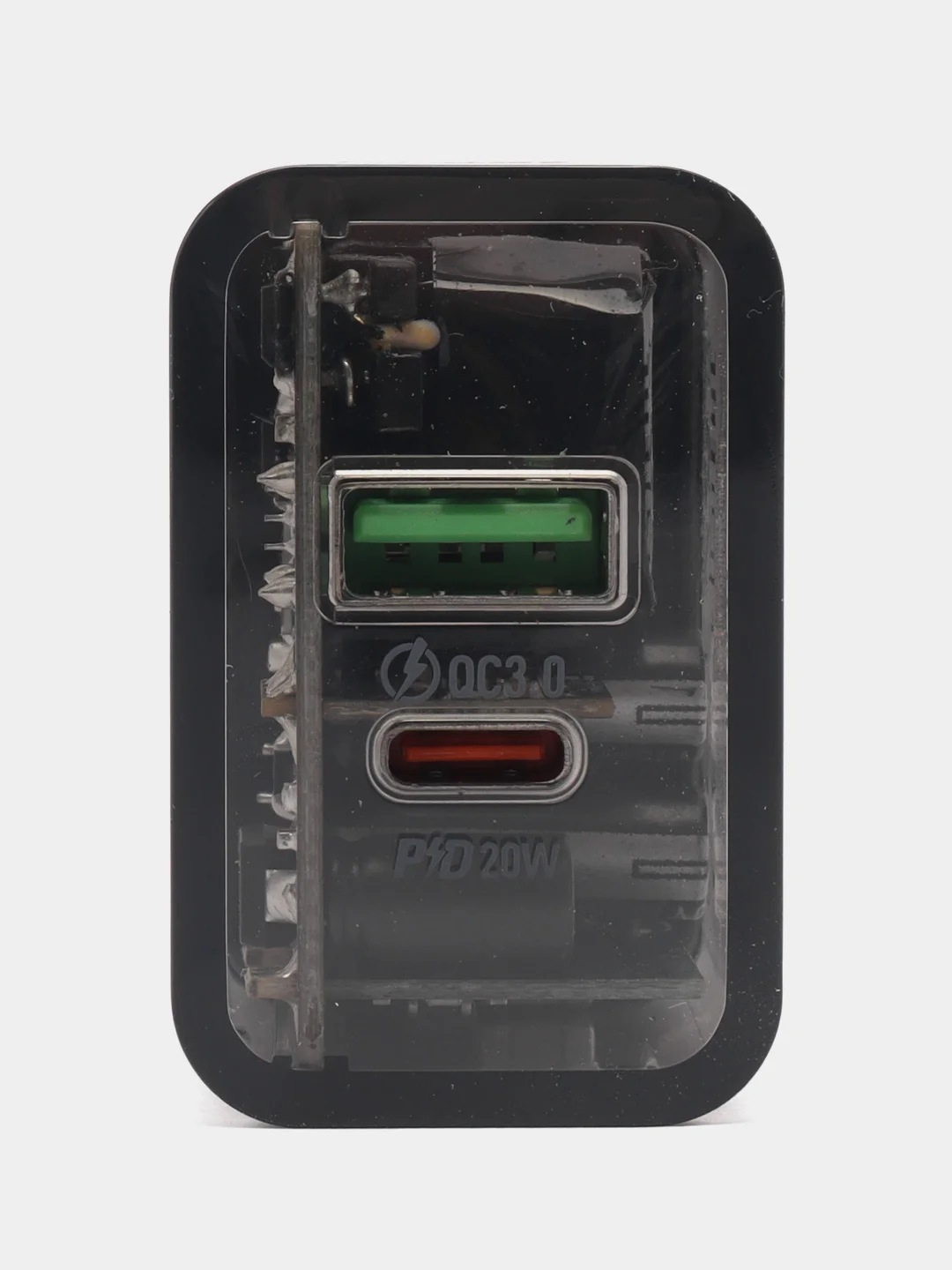 Сетевой адаптер Hoco N34 dazzling dual-port PD20W + QC3.0 charger (EU) Transparent - Black