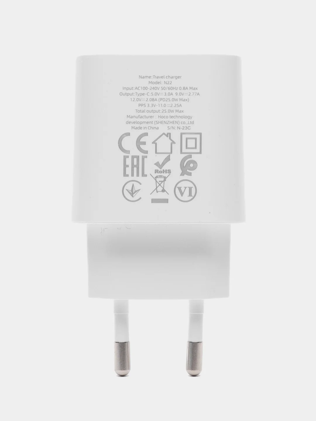 Сетевой адаптер hoco N22 Jetta PD 25W charger (EU), белый type-c