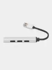 USB HUB разветвитель HOCO HB26 4 в 1 USB3.0 (m) - USB3.0 (f) + 3xUSB2.0 (f), серебряный